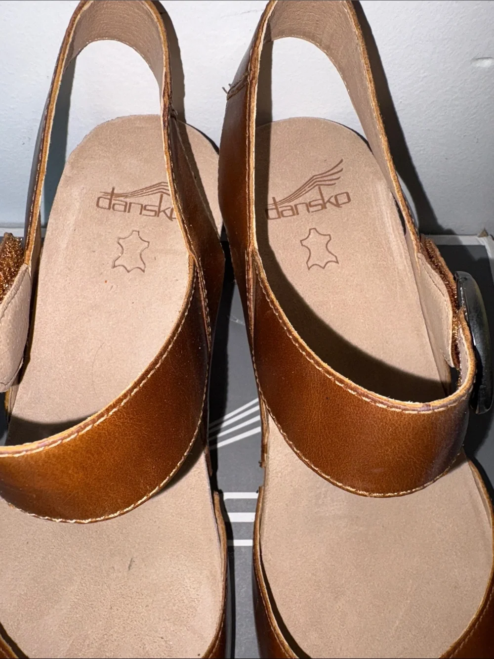Women's Dansko Brown Leather Slingback Sandals with Block Heel size 41